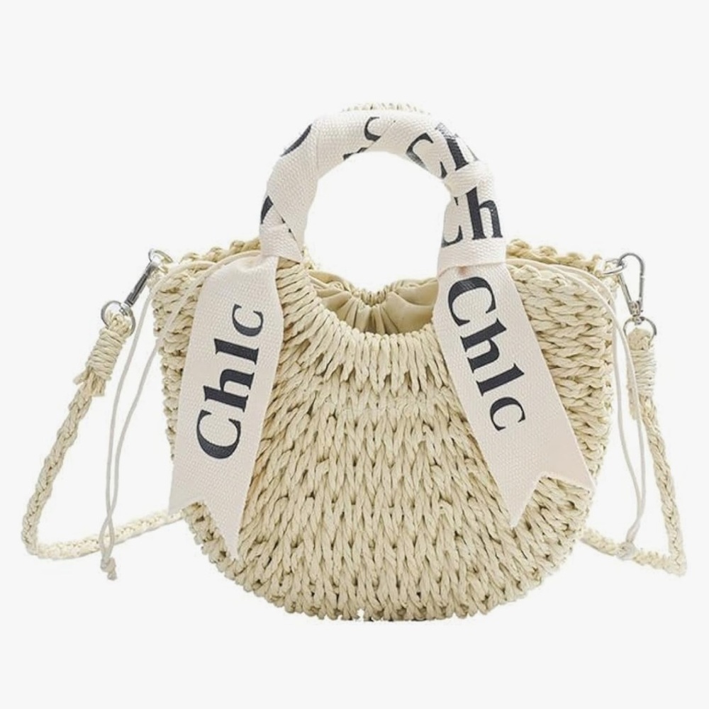Chic Cream Woven Handbag